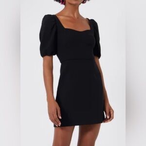 French Connection Berina Whisper Black Puff Sleeve Dress Size 12